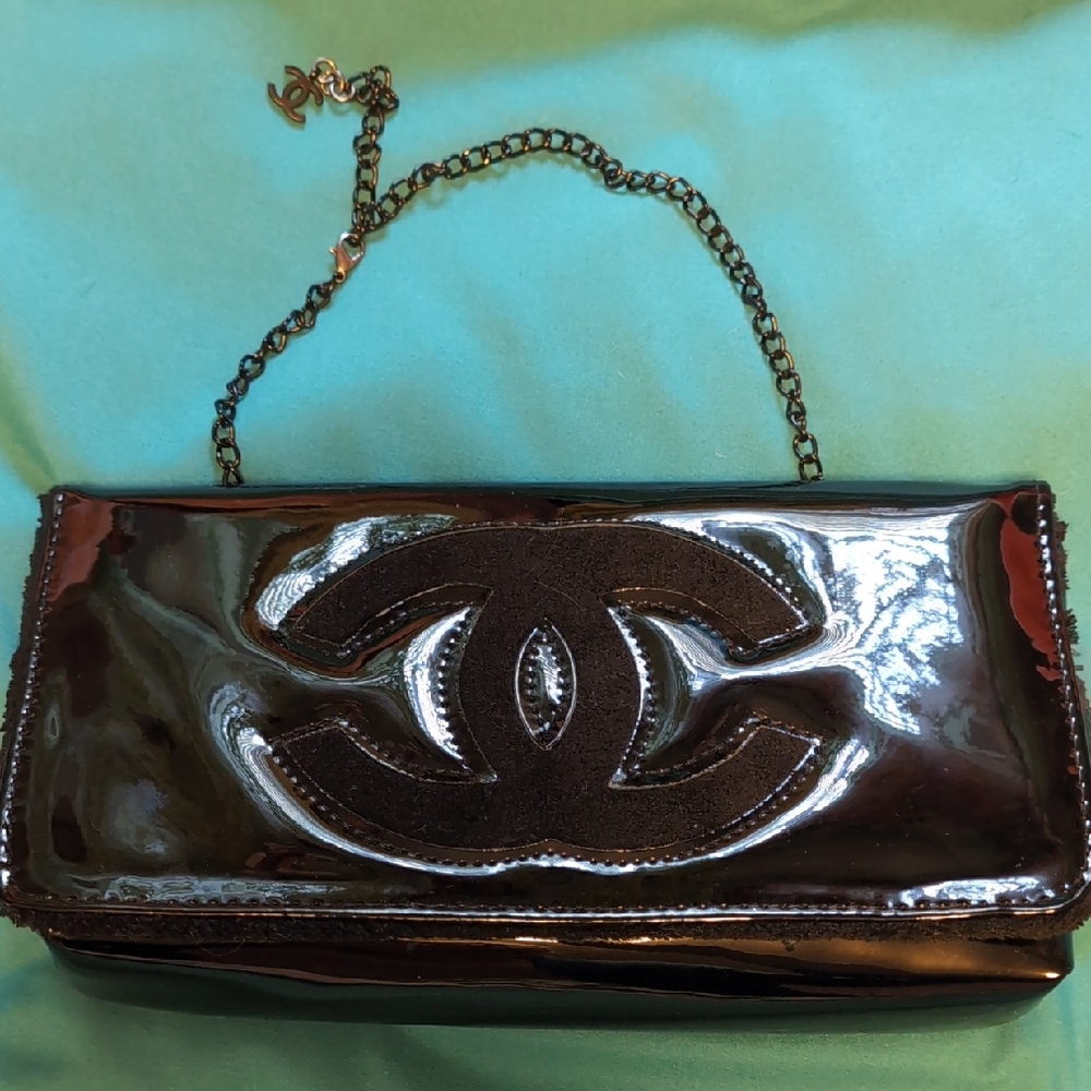 CHANEL Gift With Purchase Black Patent Leather Bag Chain